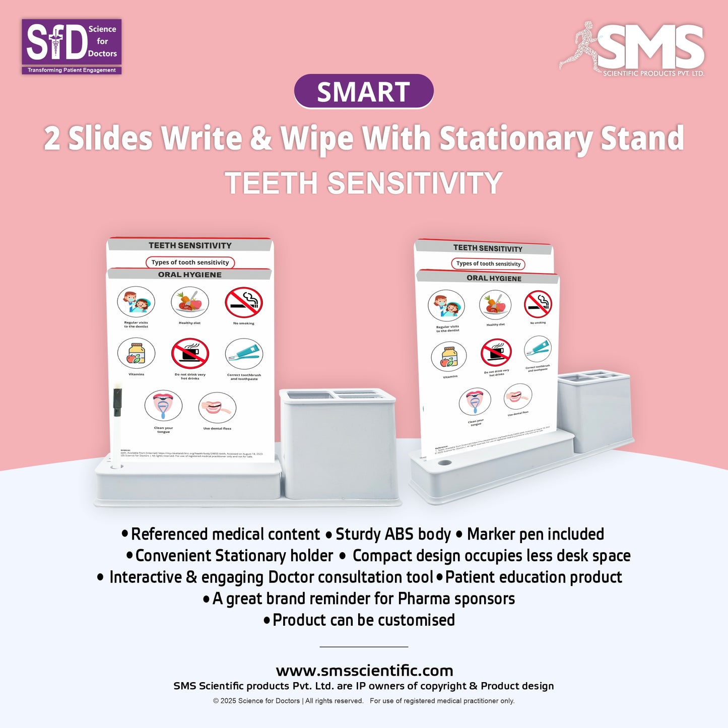 Teeth Sensitivity: 2 Slides Write & Wipe with Stationary Stand