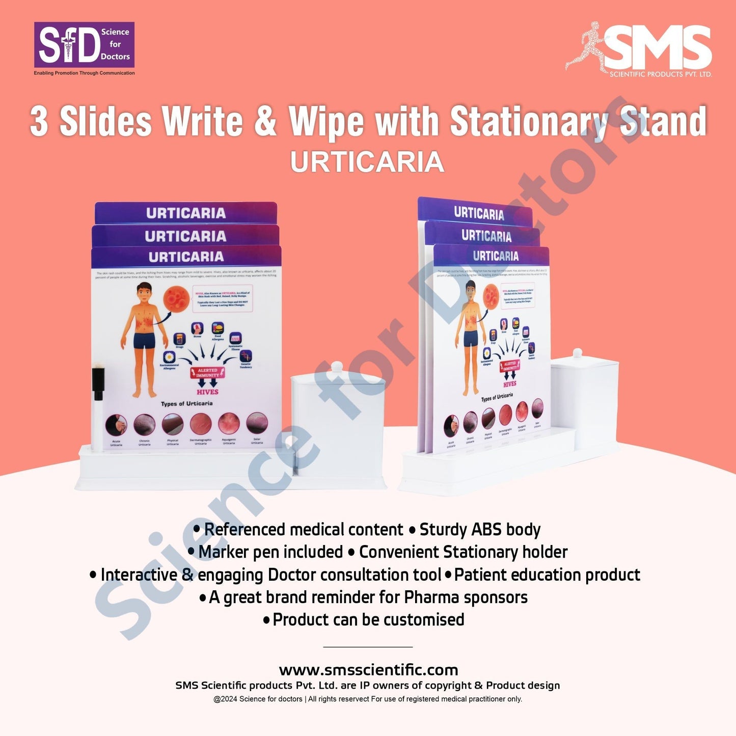 Urticaria: 3 Slides Write & Wipe with Stationary Stand